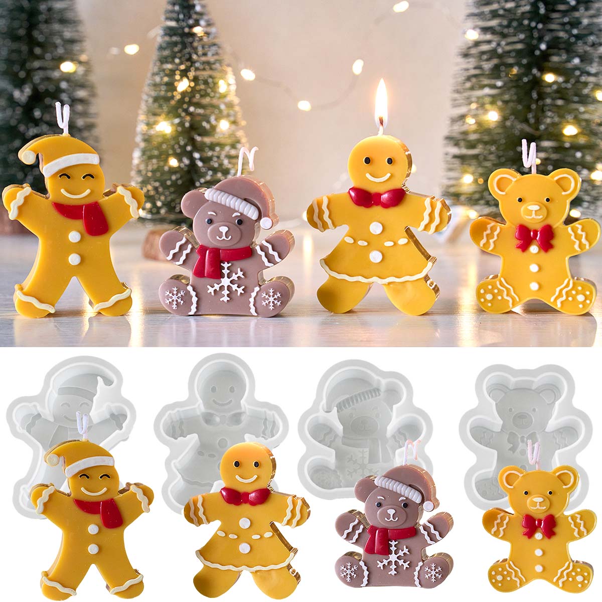 Soap Making Gifts - Gingerbread Man Beer siliconen kaarsvorm, kerstversieringen,